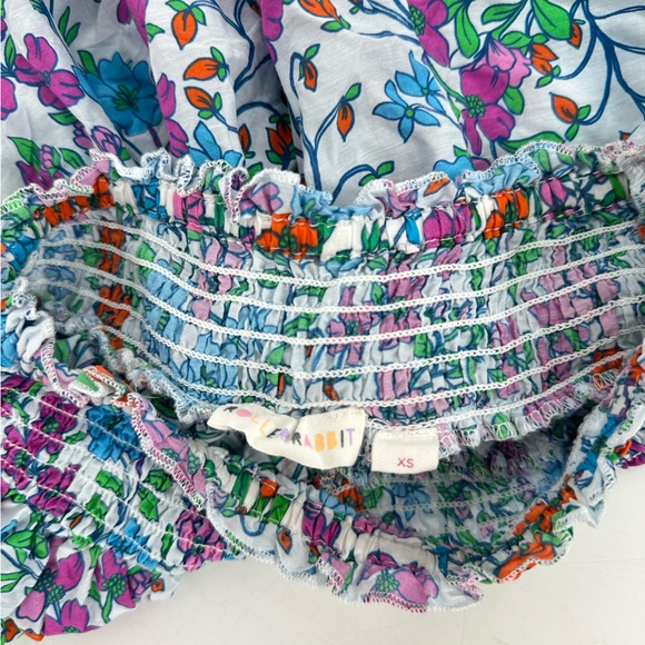 Roller Rabbit Floral Smocked Neck Puff Sleeve Blouse Multi Color Spring Top - Picture 5 of 8